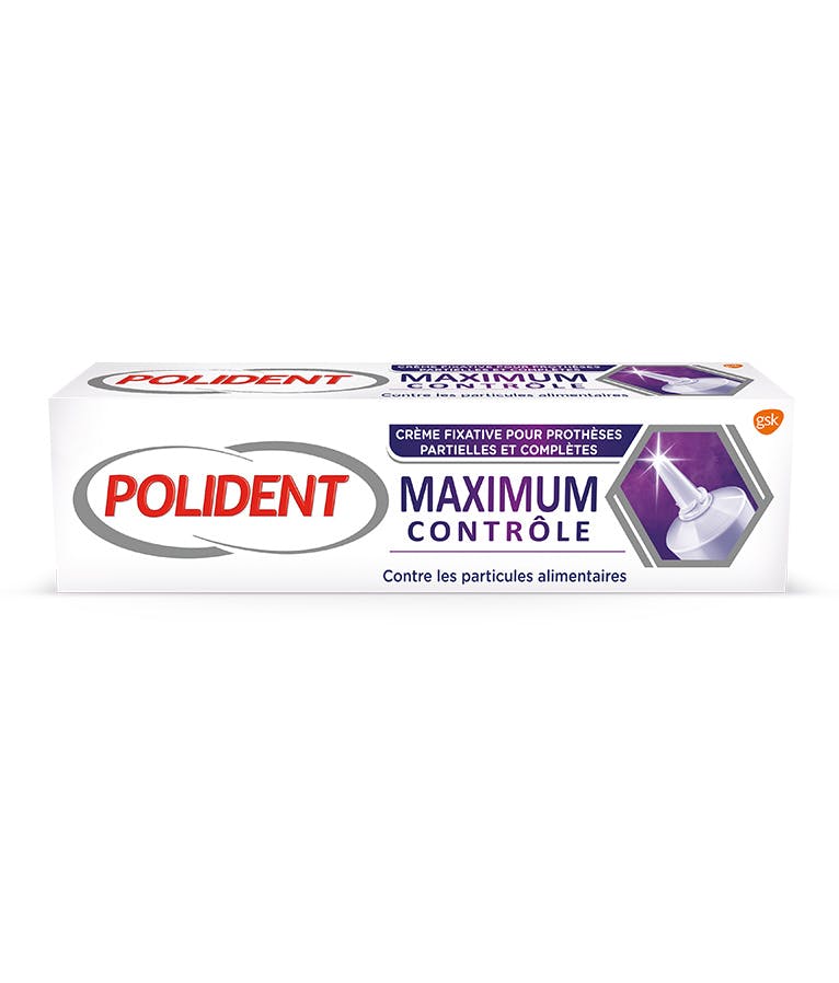 Colle dentaire antiparticules alimentaires Maximum contrôle Polident